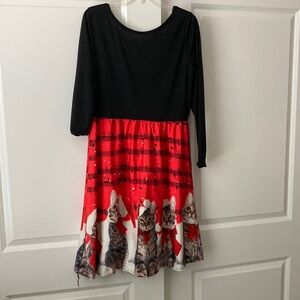 NWOT Black and Red Cat Print Dress